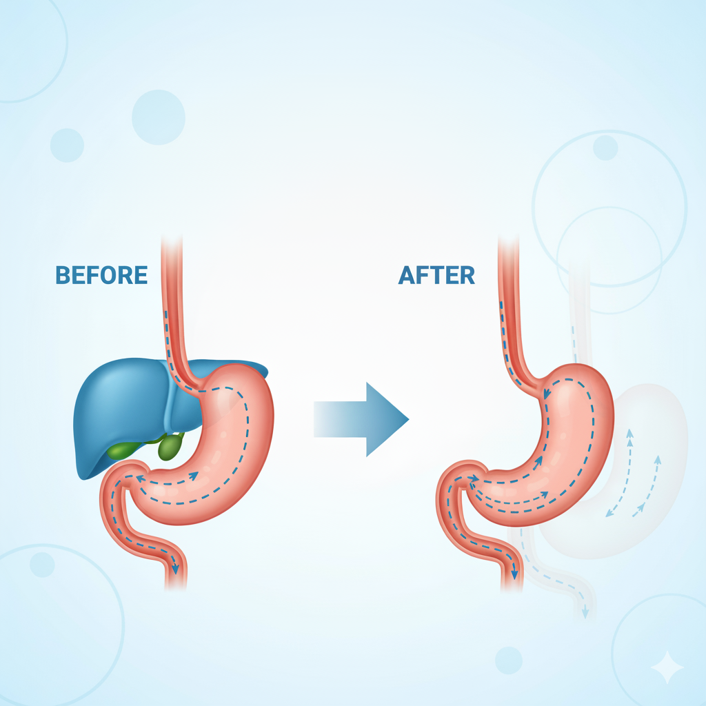 رسم توضيحي لعملية تكميم المعدة